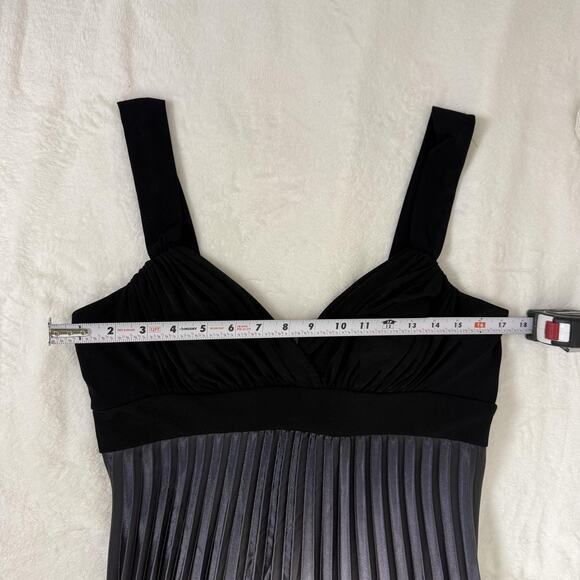 Betsy & Adam Dress Womens 14 Black Ombre Pleated Satin Maxi Evening Gown Formal - Picture 8 of 10